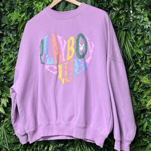 PLAYBOY PACSUN Men Sweatshirt Small Purple Pull‎ Over Sweater Jumper 2417
